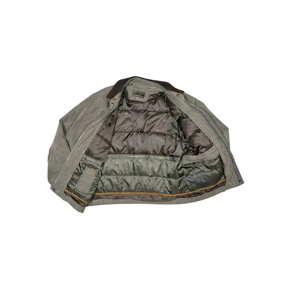 Vintage 90s Rainforest Microfiber Leather Field Bomber Jacket Khaki Green Large